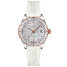 NORQAIN Adventure Sport Mother of Pearl Diamond Dial White Rubber Strap Watch | 37mm | N1800CG89A/M18DG/18WRE16