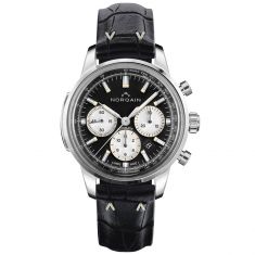 NORQAIN Freedom 60 Chrono Black Dial Black Croco-Style Rubber Strap Automatic Watch | 43mm | N2200S22C/B221/20BKR.18S