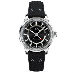 NORQAIN Freedom 60 GMT Black Dial Black Perlon Rubber Strap Automatic Watch 40mm - NN2100SG/B211/20BPR.18S