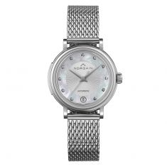 NORQAIN Freedom 60 Mother-of-Pearl Diamond Dial Milanaise Stainless Steel Automatic Watch 34mm - N2800S82A/M28D/281S