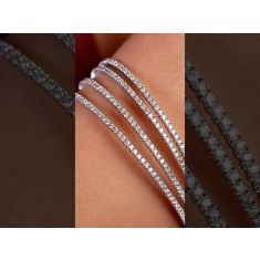 REEDS Flexible 1 1/2ctw Diamond Yellow Gold Triple Row Bangle Bracelet