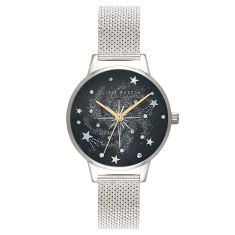 Olivia Burton Celestial Midi Dial Silver-Tone Mesh Watch OB16GD85