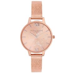 Olivia Burton Celestial Rose Gold Ion-Plated Boucle Mesh Stainless Steel Bracelet Watch OB16GD12