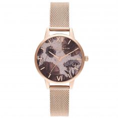 Olivia Burton Celestial Rose Gold Ion-Plated Mesh Stainless Steel Strap Watch OB16SP21
