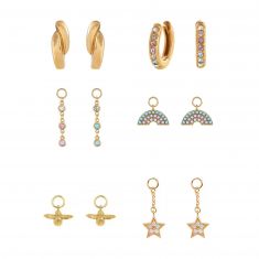 Olivia Burton Rainbow House Of Huggies Yellow Gold-Tone Earring Gift Set