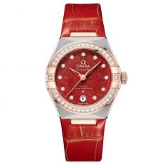 OMEGA Constellation Co-Axial Master Chronometer Diamond Watch | Red Aventurine Dial | 29mm | O13128292099002