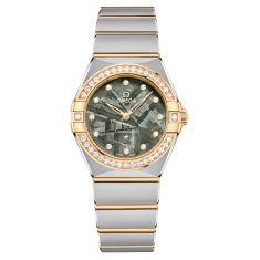 OMEGA Constellation Quartz Green Meteorite Dial Diamond Steel and Yellow Gold Watch 28mm - O13125286099002