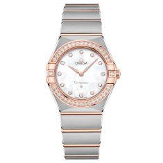 OMEGA Constellation Quartz Mother-of-Pearl Dial Diamond Stainless Steel and Sedna Gold Watch 28mm - O13125286055001
