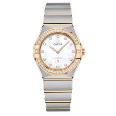 OMEGA Constellation Quartz Mother-of-Pearl Dial Diamond Stainless Steel and Yellow Gold Watch 28mm - O13125286055002