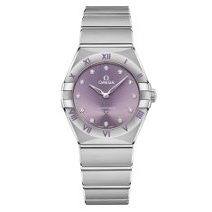 OMEGA Constellation Quartz Stainless Steel Watch | Lavender Diamond Dial | 28mm | O13110286060002