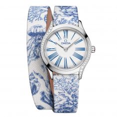 OMEGA De Ville Trésor Quartz Diamond Blue Fabric Strap Watch