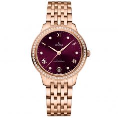 OMEGA De Ville Prestige Co-Axial Master Chronometer Burgundy Diamond Dial Sedna™ Gold Watch | 34mm | O43455342061001