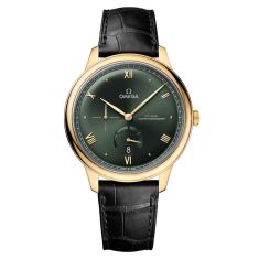 OMEGA De Ville Prestige Co-Axial Master Chronometer Green Dial Yellow Gold and Black Leather Strap Watch 41mm - O43453412110001
