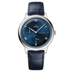 OMEGA De Ville Prestige Co-Axial Master Chronometer Power Reserve Blue Dial Leather Strap Watch | 41mm | O43413412103002
