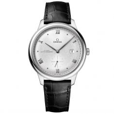 OMEGA De Ville Prestige Co-Axial Master Chronometer Small Seconds Silver Dial Black Leather Strap Watch | 41mm | O43413412002001