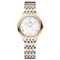 OMEGA De Ville Prestige Quartz Mother-of-Pearl Dial Stainless Steel and Yellow Gold Watch | 27.5mm | O43420286005001