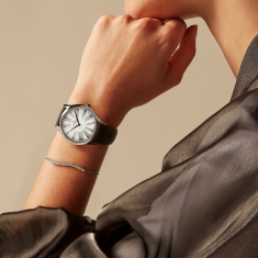 OMEGA De Ville Trésor Quartz Mother-of-Pearl Dial Diamond Black Fabric Strap Watch 36mm - O42817366005001