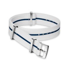 OMEGA NATO Polyamide Watch Strap | White with Blue Stripe | 19-20mm | 031CWZ014685