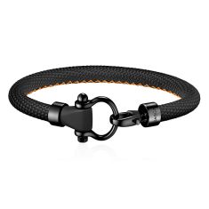 OMEGA Sailing Bracelet in Black Rubber with Orange Stitching | Size X-Large | OBA05ST0000406