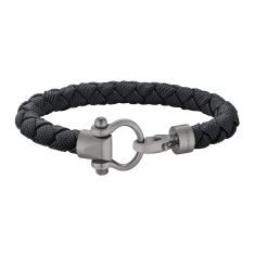 OMEGA Sailing Bracelet in Brushed Titanium and Black Braided Nylon | Size Large | OBA05CW0001304