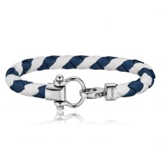 OMEGA Sailing Bracelet in Stainless Steel and Dark Blue and White Braided Nylon | OBA05CW00007