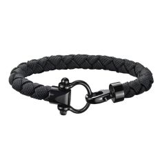 OMEGA Sailing Bracelet in Stainless Steel with DLC Coating and Black Braided Nylon | Size Large | OBA05CW0000204