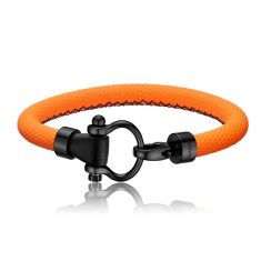 OMEGA Sailing Bracelet in Stainless Steel with DLC Coating and Orange Rubber | Size Extra-Large | OBA05ST0000806