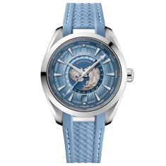 OMEGA Seamaster Aqua Terra 150M Co-Axial Master Chronometer GMT Worldtimer Summer Blue Dial Rubber Strap Watch | 43mm | O22012432203002