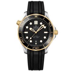 OMEGA Seamaster Diver 300M Co-Axial Master Chronometer Yellow Gold and Steel Black Rubber Strap Watch 42mm - O21022422001001