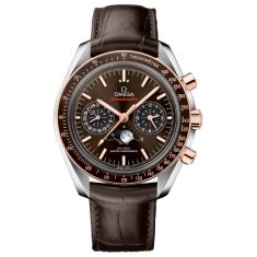 OMEGA Speedmaster Moonphase Brown Dial Brown Leather Strap Watch 44.25mm - O30423445213001