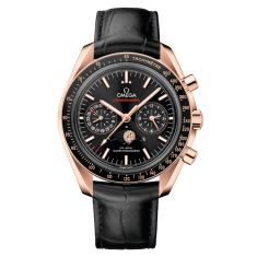 OMEGA Speedmaster Moonphase Co-Axial Master Chronometer Chronograph Sedna Gold and Black Leather Strap Watch 44.25mm - O30430445201001