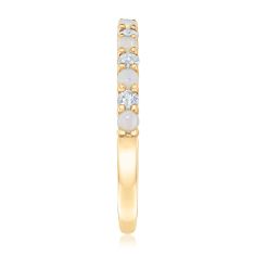 Opal and 1/5ctw Diamond Yellow Gold Birthstone Ring