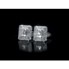Created White Sapphire Sterling Silver Cufflinks