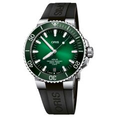 Oris Aquis Date Caliber 400 Green Dial Black Rubber Strap Watch | 43.5mm | 01 400 7763 4157-07 4 24 74EB