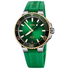 Oris Aquis Date Caliber 400 Green Dial Green Rubber Strap Watch | 01 400 7769 6357 07 4 22 77FC