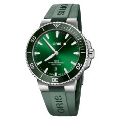 Oris Aquis Date Green Dial Green Rubber Strap Watch 41.5mm - 01 733 7787 4157-07 4 22 37FC