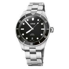 Oris Divers Date Black Dial Stainless Steel Bracelet Watch 39mm - 01 733 7795 4054-Set
