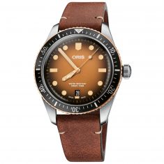 Oris Divers Sixty-Five Brown Dial Brown Leather Strap Watch | 01 733 7707 4356-07 5 20 45