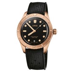 Oris Divers Sixty-Five Date Cotton Candy Sepia Black Rubber Strap Watch 38mm - 01 733 7771 3154-07 4 19 18BR