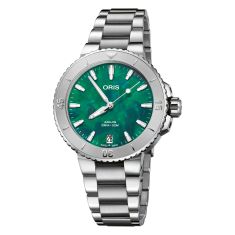 Oris X Bracenet Aquis Date Green Kaleidoscopic Dial Stainless Steel Watch | 36.5mm | 01 733 7770 4137-07 8 18 05P
