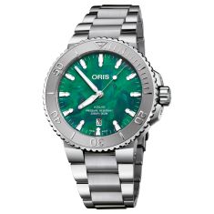 Oris X Bracenet Aquis Date Green Kaleidoscopic Dial Stainless Steel Watch | 43.5mm | 01 733 7730 4137-07 8 24 05PEB
