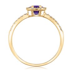 Oval Amethyst and 1/6ctw Diamond Yellow Gold Ring - Watercolor Collection