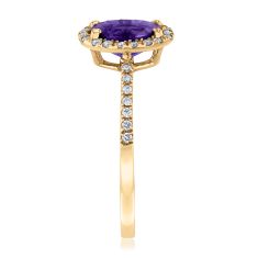 Oval Amethyst and 1/6ctw Diamond Yellow Gold Ring - Watercolor Collection