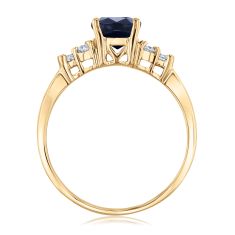 Oval Blue Sapphire and 1/3ctw Diamond Yellow Gold Ring - Watercolor Collection