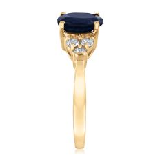Oval Blue Sapphire and 1/3ctw Diamond Yellow Gold Ring - Watercolor Collection