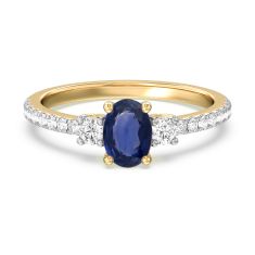 Oval Blue Sapphire and 1/3ctw Lab Grown Diamond Yellow Gold Ring