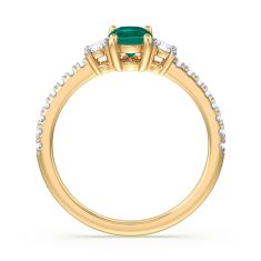 Oval Emerald and 1/3ctw Lab Grown Diamond Yellow Gold Ring