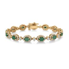 Oval Emerald and 2ctw Diamond Yellow Gold Bracelet - Watercolor Collection