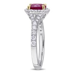 Oval Ruby and 1/2ctw Diamond White Gold Halo Ring