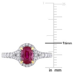 Oval Ruby and 1/2ctw Diamond White Gold Halo Ring